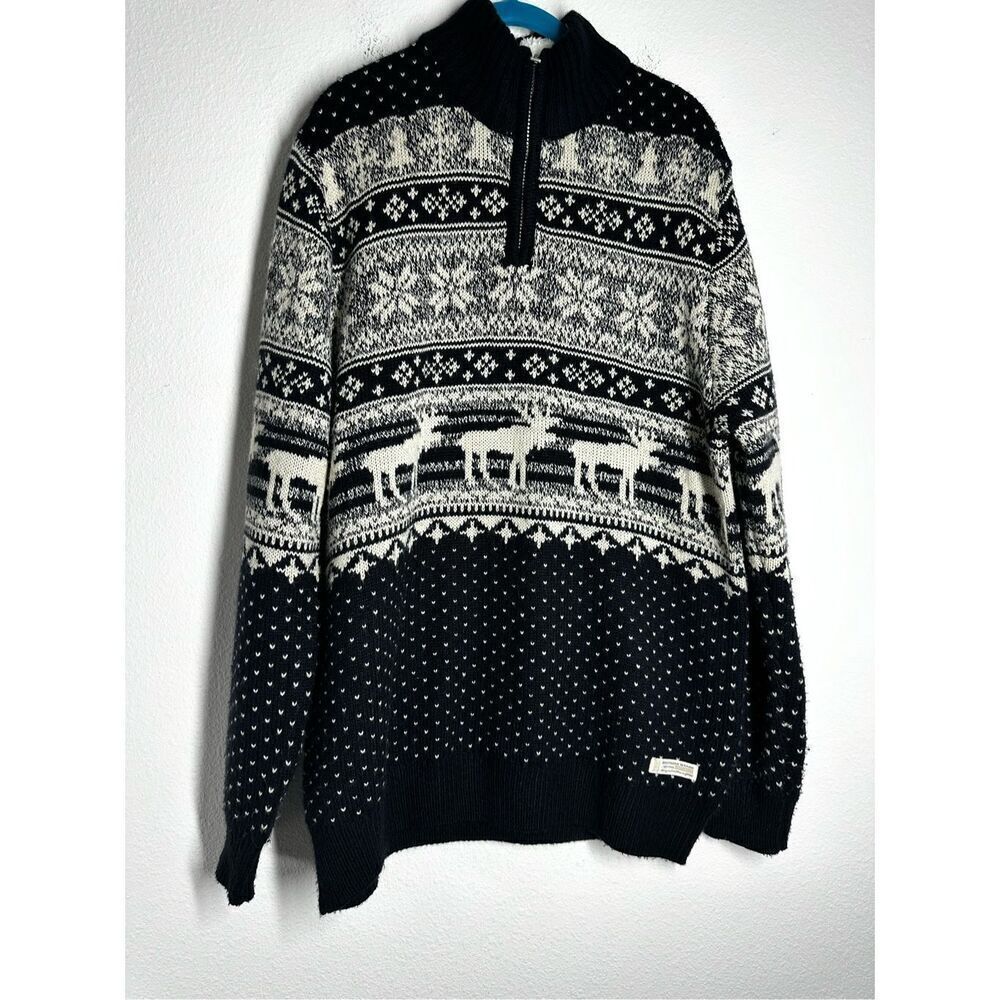 Southern Marsh Banff Moose Quarter Zip Sweater Pullover Sherpa Collar Sz L